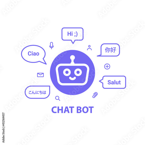 Chat bot logo design concept. UI UX element for web design.