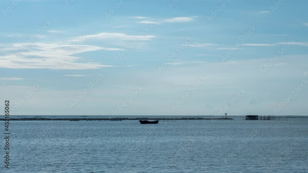 Sea and blue sky on a bright summer day, Time-lapse 4k. Sea and blue sky on a bright summer day, Time-lapse 4k.