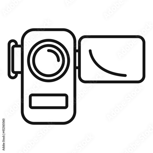 Video camera icon outline vector. Film movie