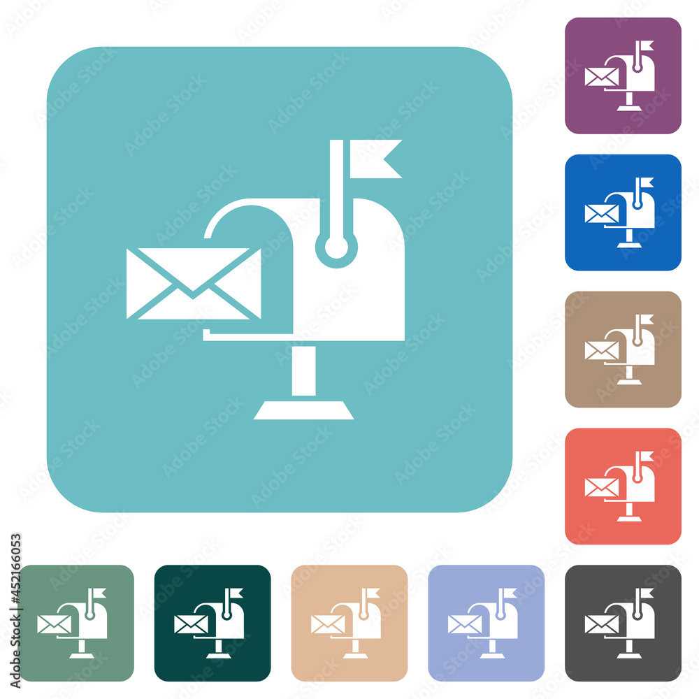 Mail received solid rounded square flat icons Mail received solid rounded square flat icons