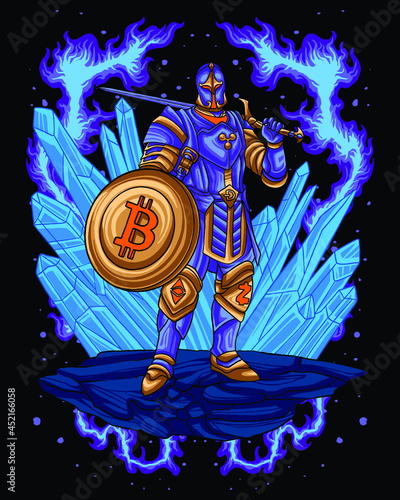 Bitcoin knight warrior character design