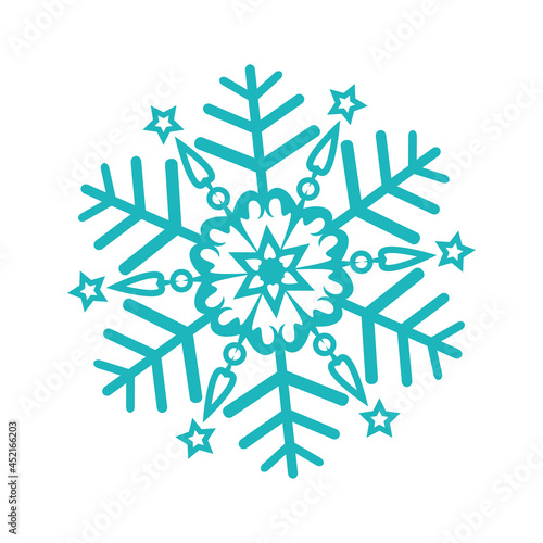 Vector snowflake. Snow pattern on window. Doodle illustration. Decor element for winter card for Christmas. Design element for seasonal sale. For plotter cutting. Isolated on white background