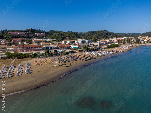 drone view of famous beach in sidari, Corfu island, Greece