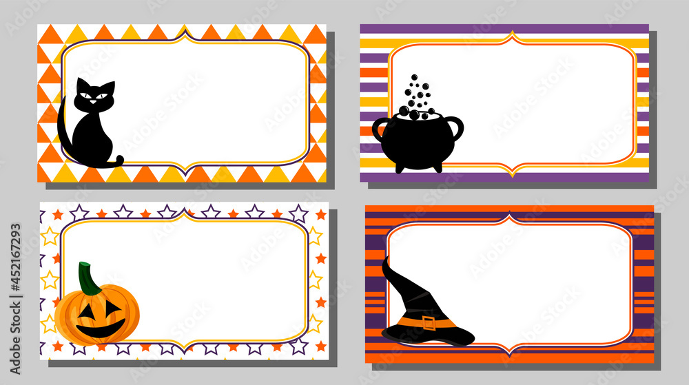 Set of Halloween flyers with place for text. Vector illustration. For use in invitations, postcards, price tags, advertisements, promotions, stores. Set of Halloween flyers with place for text. Vector illustration. For use in invitations, postcards, price tags, advertisements, promotions, stores.