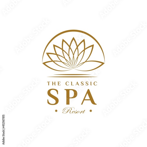 Luxury Spa Resort Logo. With Flower Icon. Premium, Elegant, Classic, and Vintage Logo Template