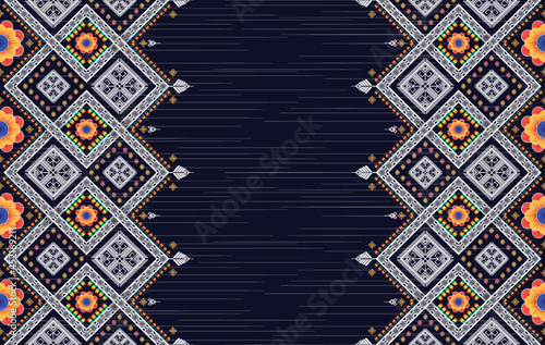 Ikat Indian ethnic pattern. Aztec fabric carpet mandala ornament boho chevron textile decoration wallpaper. Tribal oriental traditional embroidery vector illustrations background.
