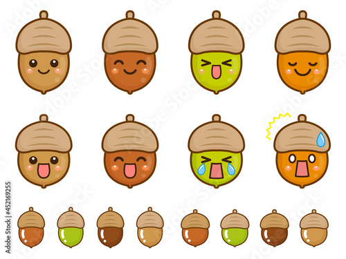 どんぐりのイラスト素材セット＿ベクター