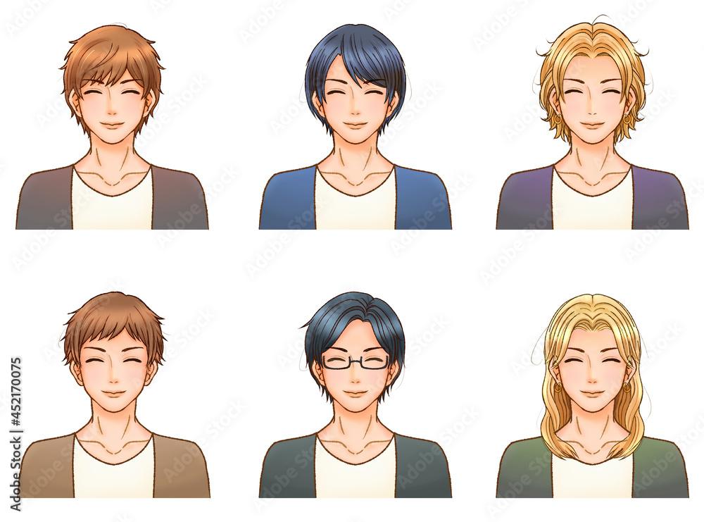 大人男子の髪型イラスト素材セット4 Stock Illustration Adobe Stock