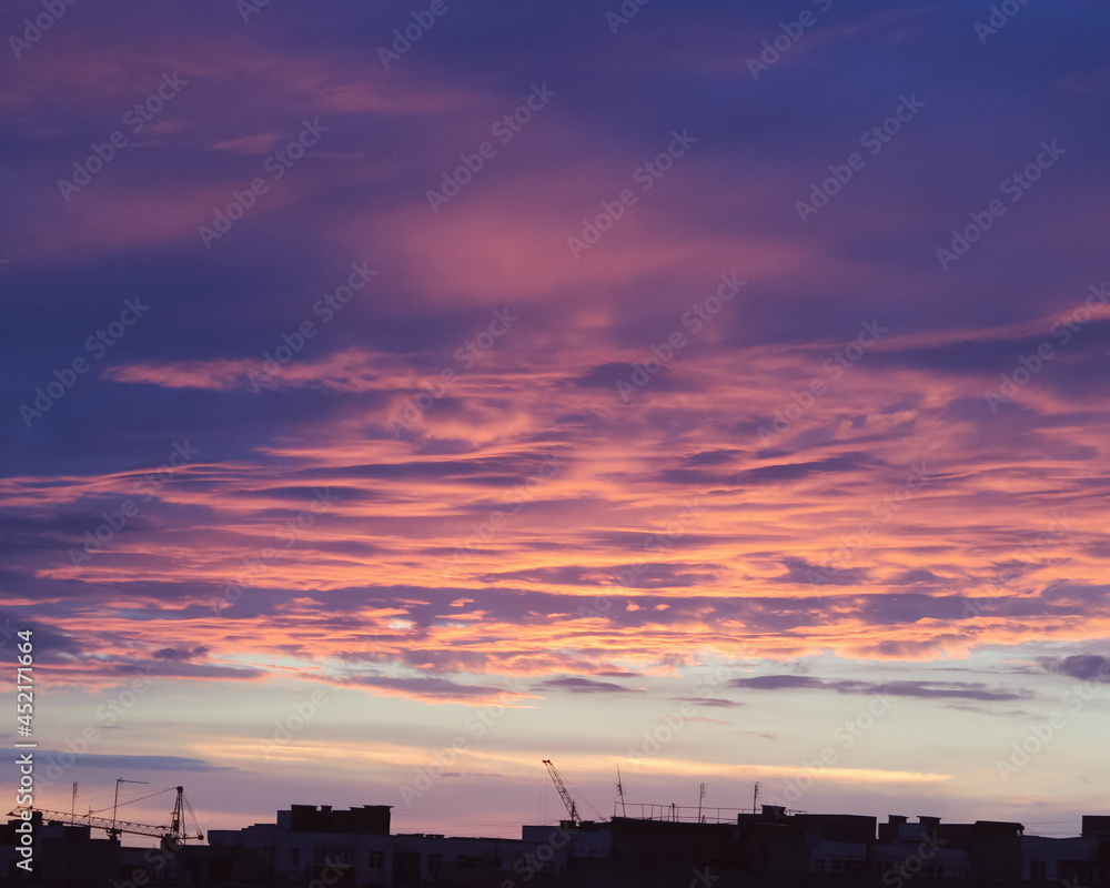 sunset over the city