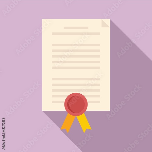 Reliability certificate icon flat vector. Phishing compliance