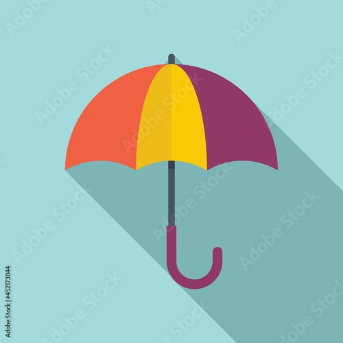 Kid umbrella icon flat vector. Autumn rain