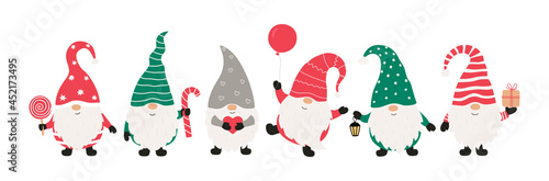 Christms gnomes collection isolated on white background. Vector