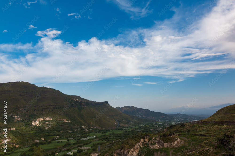Beautiful veiw in Ibb government, Yemen. Yemen landscape view for tourism. Yemen mountains. Yemen nature.