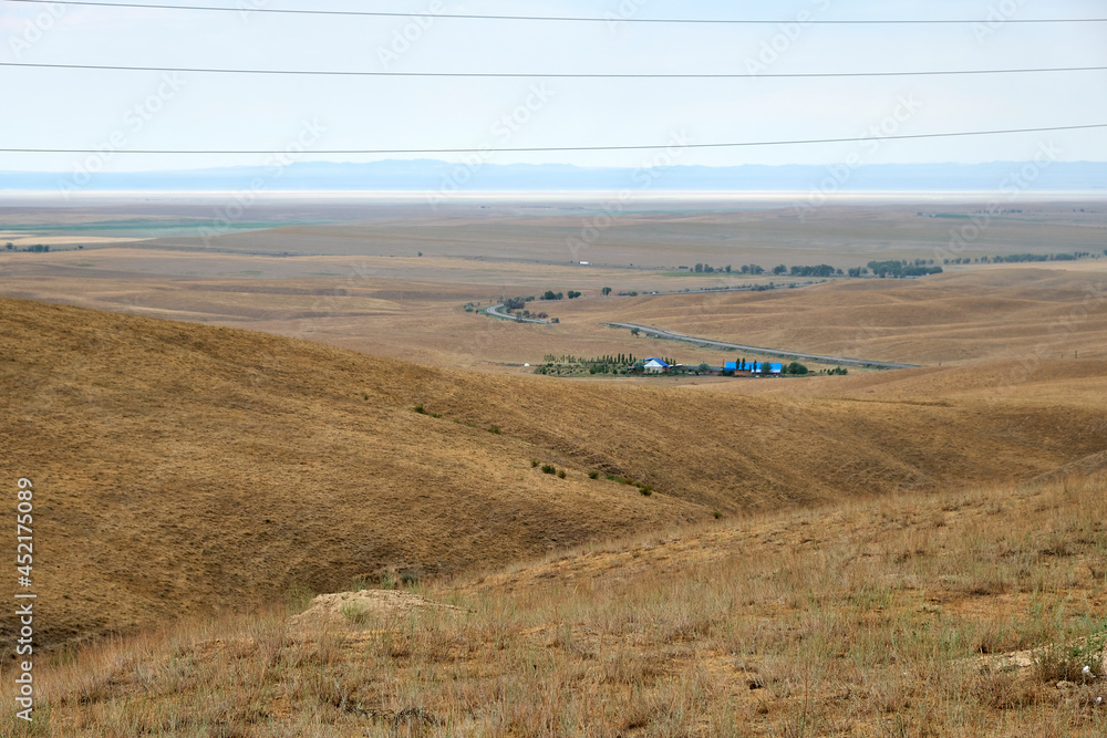 Nature of the Kazakhstan Republic, steppes and hills, mountains and sky
