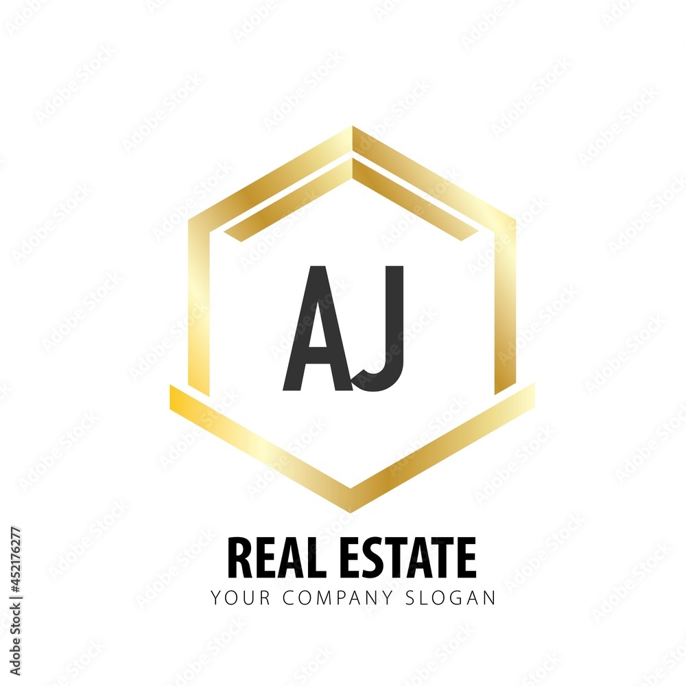 Initial Letter AJ real estate logo design template. Real estate logo ...