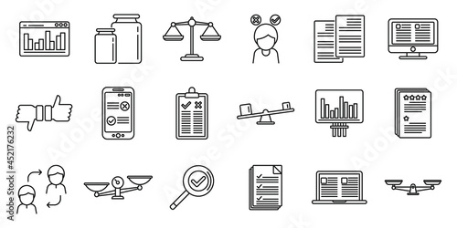 Comparison icons set outline vector. Small big