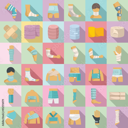 Bandage icons set flat vector. First aid