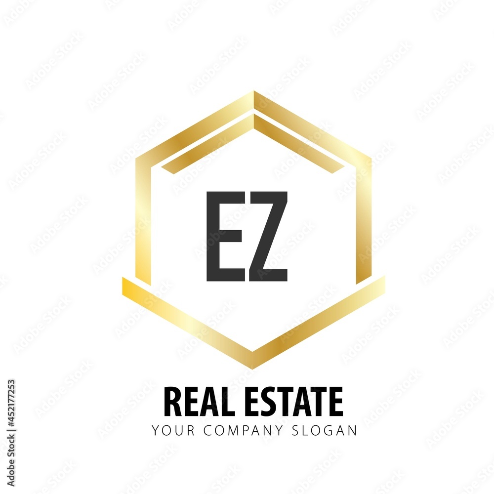 Initial Letter EZ real estate logo design template. Real estate logo ...
