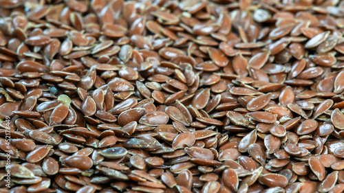 Flax seed macro close up side view photo