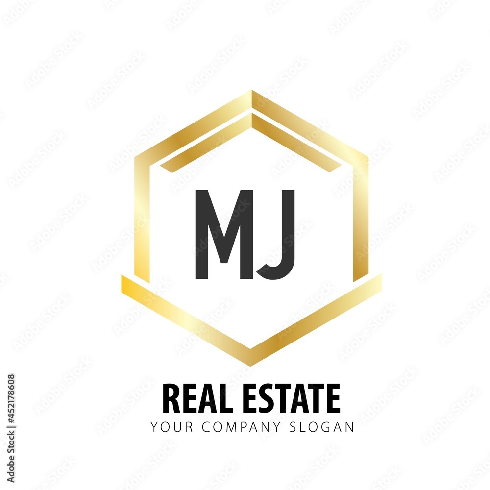Initial Letter MJ real estate logo design template. Real estate logo