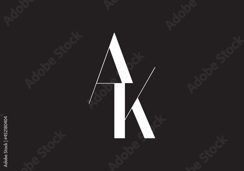 AK logo. AK creative latter logo icon design photo