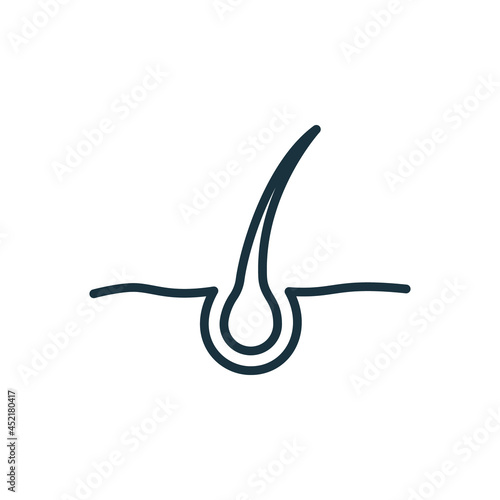 Hair Bulb Line Icon. Structure of Man Follicle Linear Pictogram. Outline Icon of Hair Bulb for Science or Dermatology. Editable Stroke. Isolated Vector Illustration