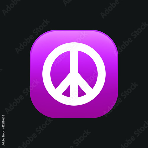 Purple peace sign vector emoji. The isolated vector gradient purple circular peace symbol simple emoji icon, representation of peaceful.  