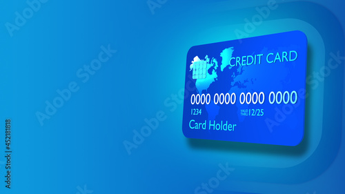 Credit card over blue backg...