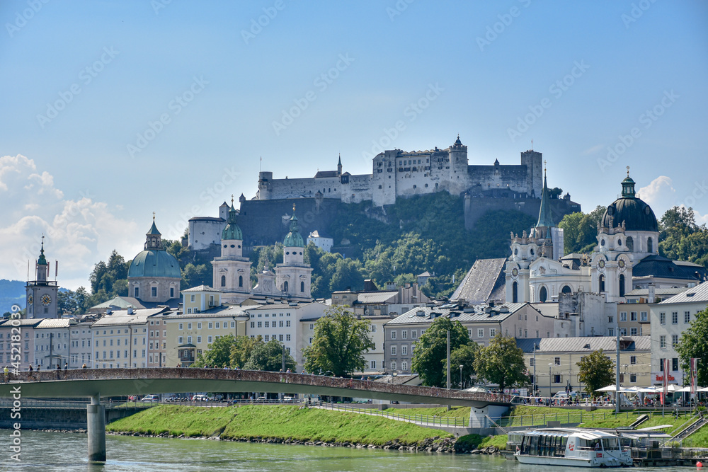 Beautiful view of Festung Hohensalzburg and Salzburg skyline.