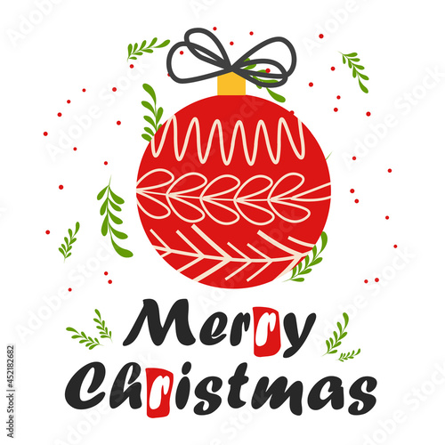 Christmas and Happy New Year illustration. Trendy retro style, design template.