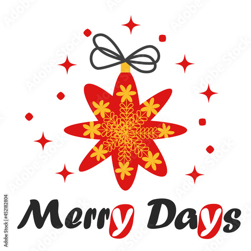 Christmas and Happy New Year illustration. Trendy retro style, design template.