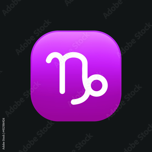 The isolated vector gradient purple Capricorn astrological sign emoji icon in the Zodiac, represents Goat.