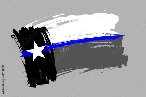 Thin Blue Line Flag (Texas, USA) vector template. Symbol of Police and Law enforcement Officers Memorial Day in America. Illustration for poster, card, banner. 