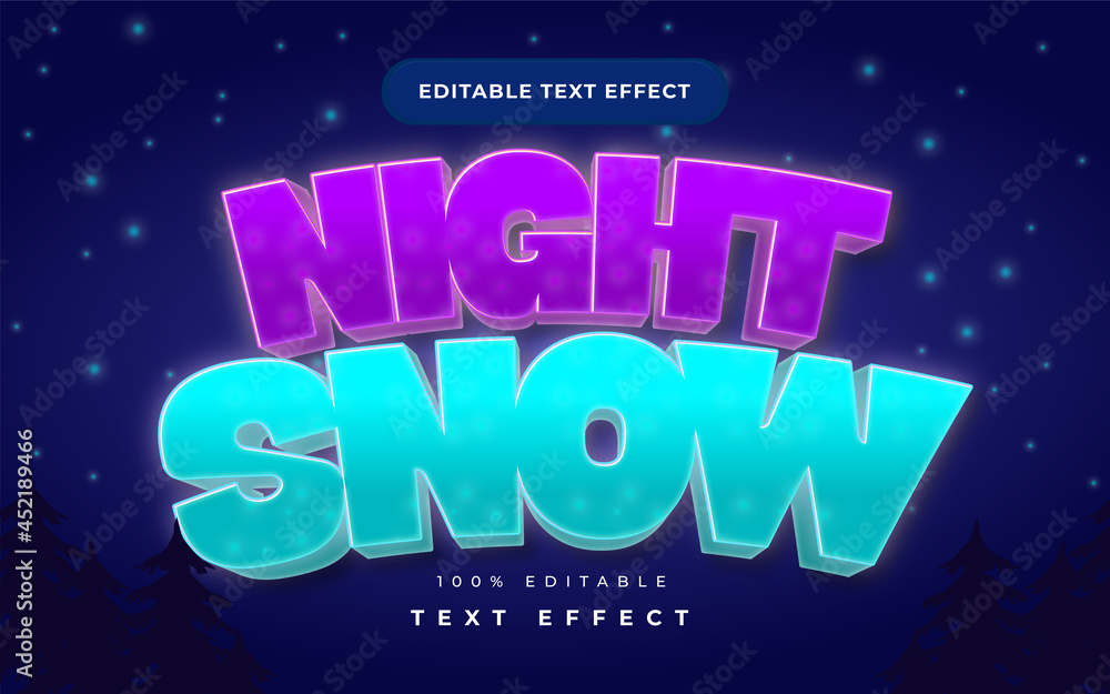 Night snow text effect for illustrator Night snow text effect for illustrator