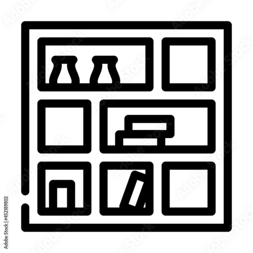 shelves furniture line icon vector. shelves furniture sign. isolated contour symbol black illustration