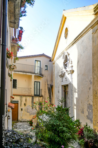 A street in the historic center of Rivello, a medieval town in the Basilicata region, Italy. 