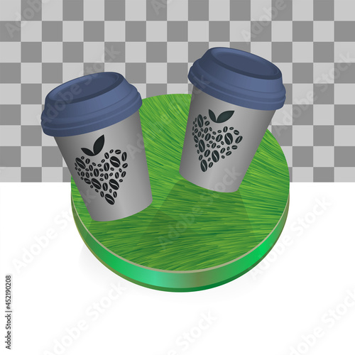 Coffee cup with 3D podium nature 