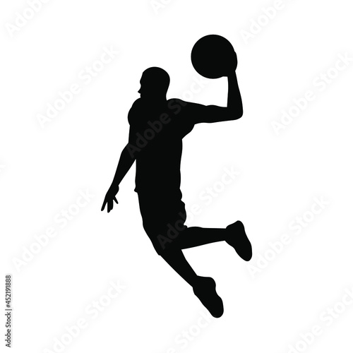 Man plays basketball silhouette vector illustration