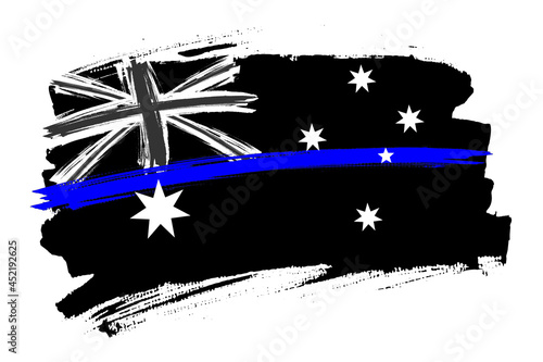 Thin Blue Line Flag (Australia) vector template. Symbol of Police and Law enforcement Officers Memorial Day in Australia. Illustration for poster, card, banner. 