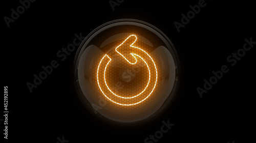 Arrow. Back up.  Undo. Nixie tube indicator. Gas discharge indicators and lamps. 3D. 3D Rendering