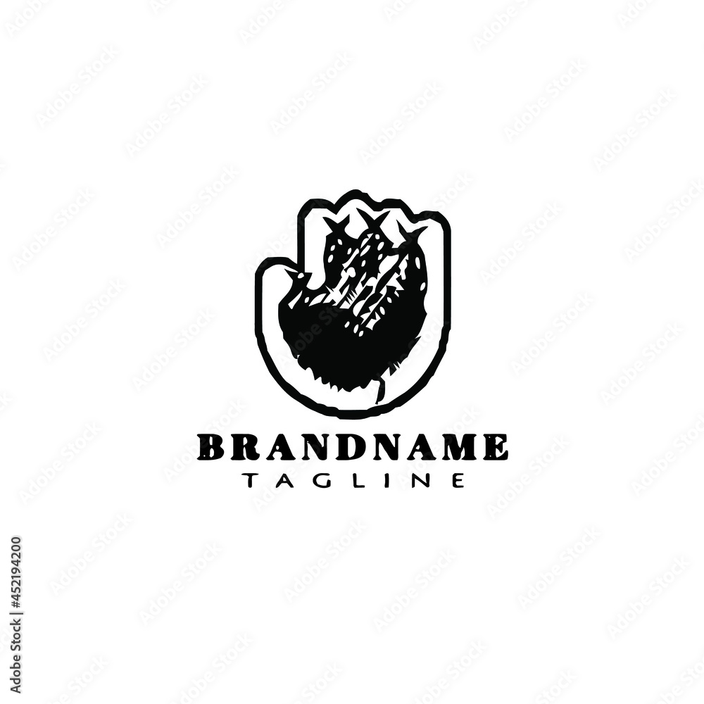 baseball glove logo cartoon icon design template isolated black vector
