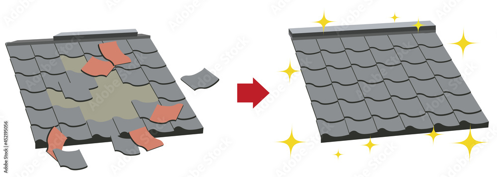 屋根瓦のイラスト素材 住宅の修理 補修 改築のベクター Stock Vector Adobe Stock