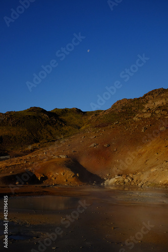 Moon Showing in Daytime Sky in Iceland