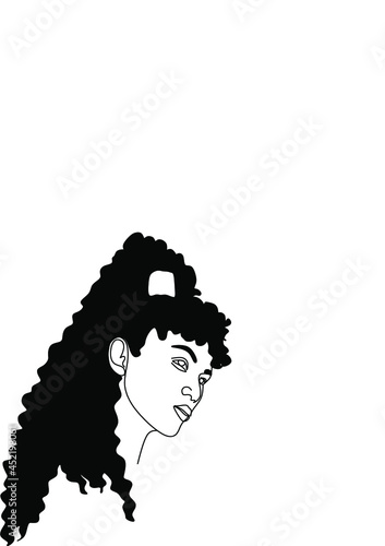 Woman face portrait line art vector. Minimalist female drawing