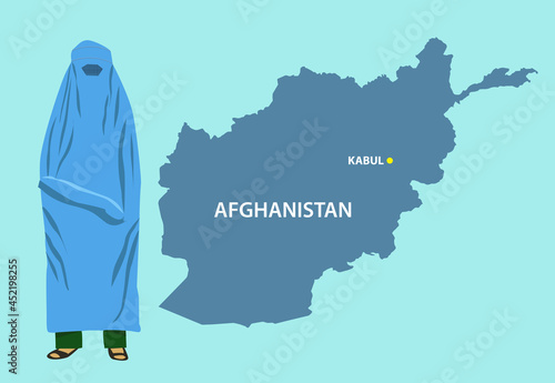 Burqa or  chadaree Clothing of Aghanistan. Editable Clip Art.
