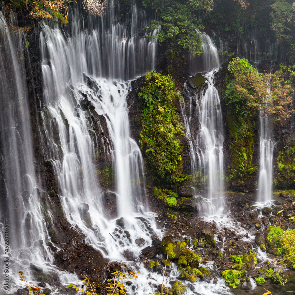 Water cascades at the Shiraito Falls in Fujinomiya, Shizuoka Prefecture, Japan Water cascades at the Shiraito Falls in Fujinomiya, Shizuoka Prefecture, Japan