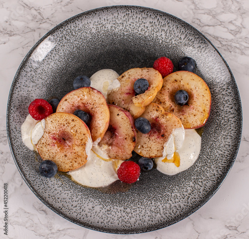 Baked Peaches with Fruit & Yoghurt 1