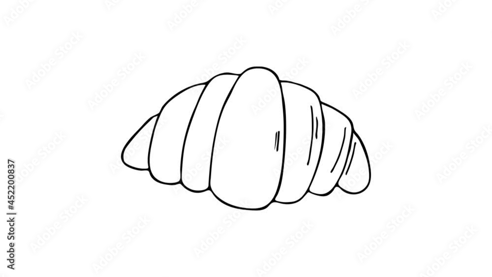 Doodle drawing animation of croissant. Drawing animation of croissant. Doodle croissant animation on white background Doodle drawing animation of croissant. Drawing animation of croissant. Doodle croissant animation on white background