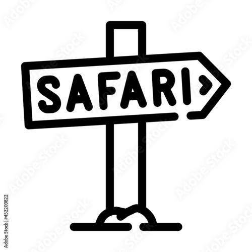direction safari nameplate line icon vector. direction safari nameplate sign. isolated contour symbol black illustration