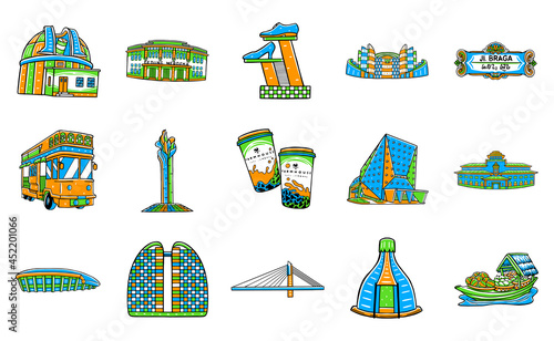 Obraz na plátně bandung icon set in cartoon style